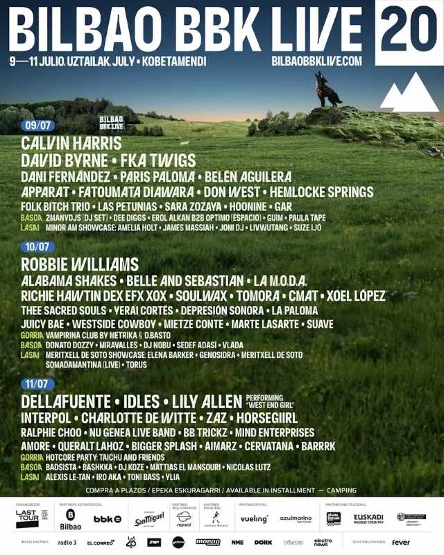 Cartel completo de Bilbao BBK Live 2026 con artistas confirmados